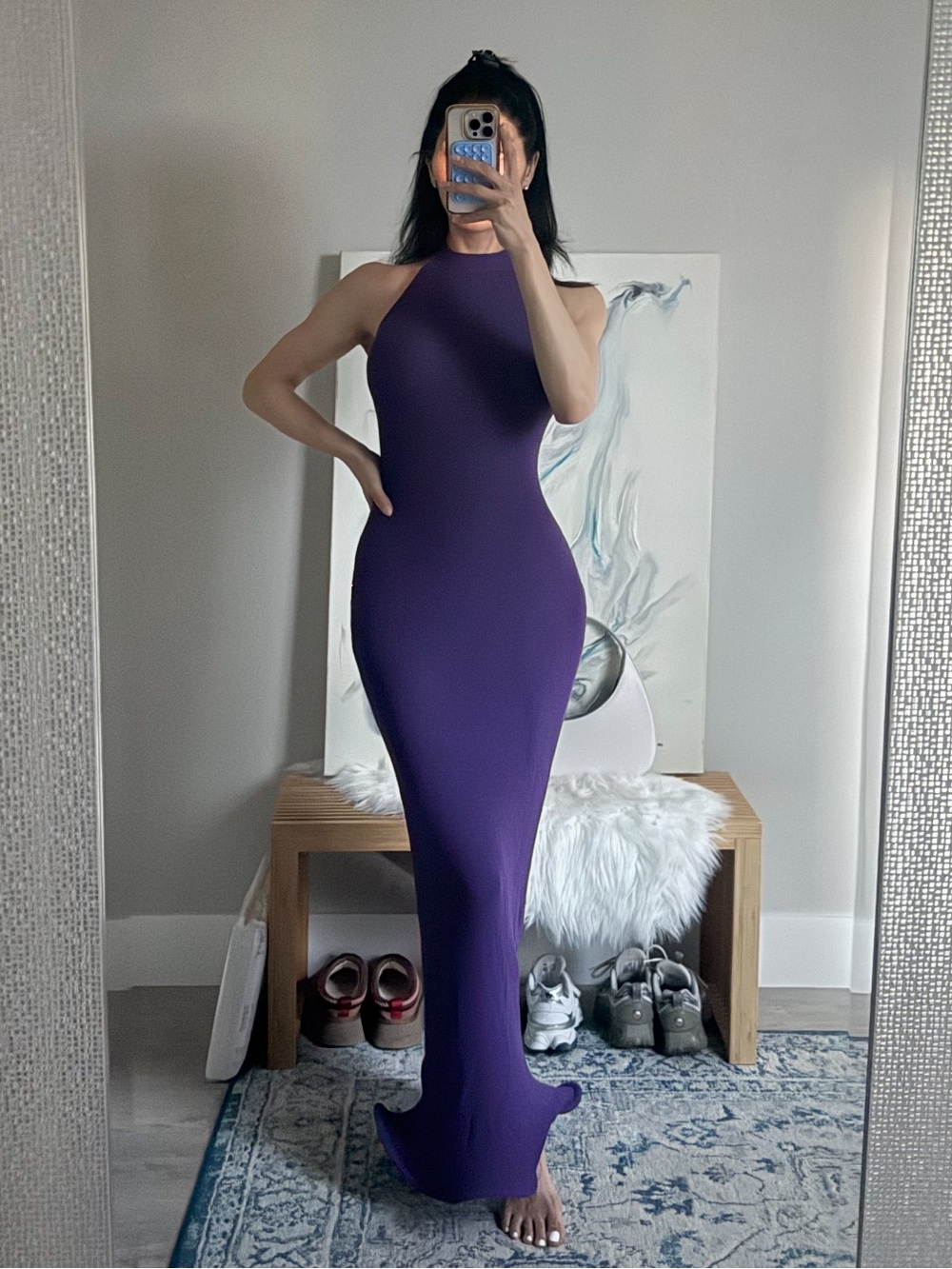 Meshki Melodie Purple Knit Maxi Dress